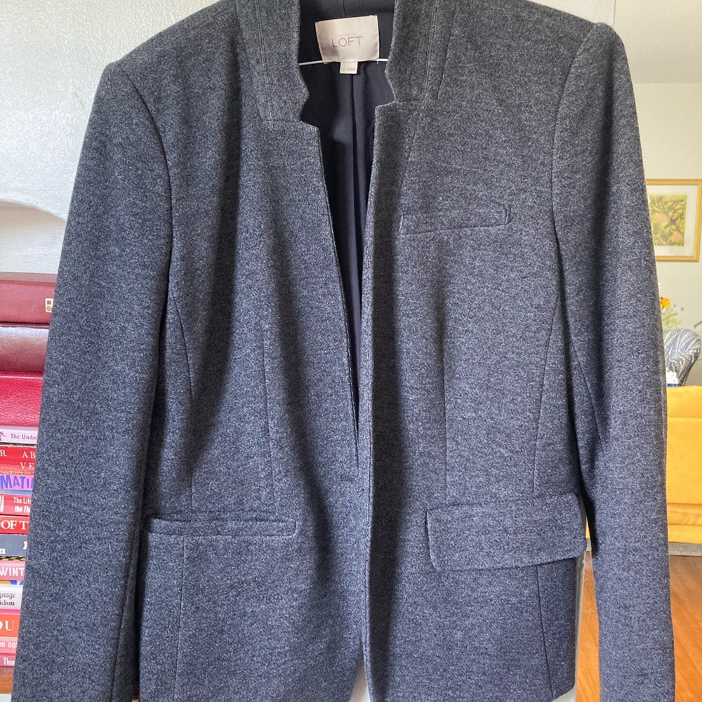 LOFT Charcoal Open-Front Blazer